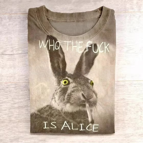 Mens Funny “Who the fuck is Alice” Short-Sleeve Crew-Neck