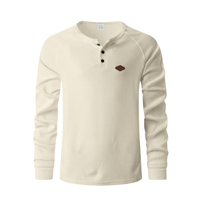 Mens Casual Waffle Sweater Long Sleeve