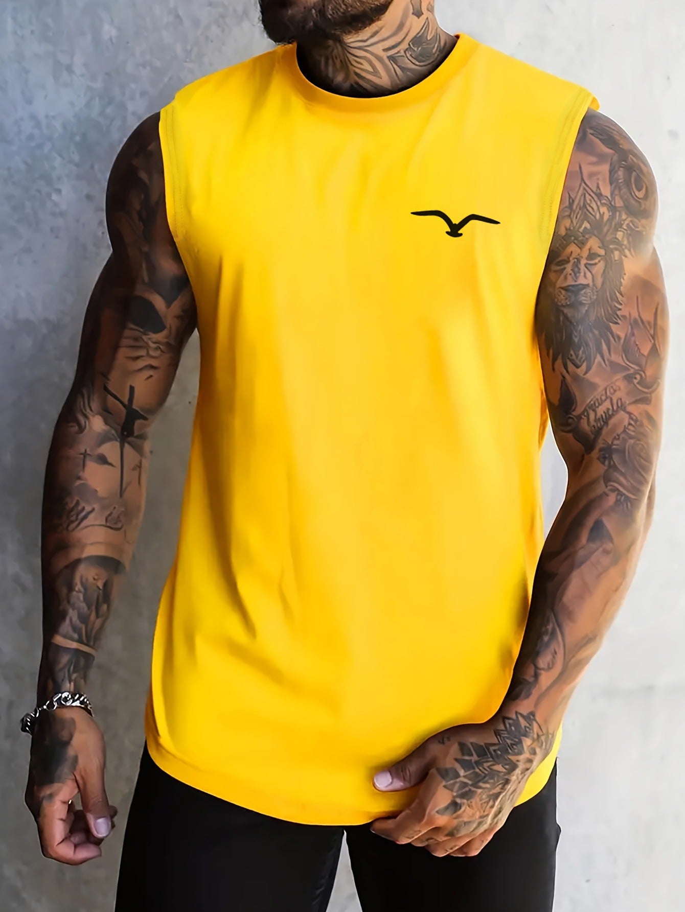 Mens Bird Printed Tank Top