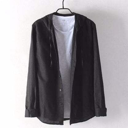 Mens Long Sleeve Shirt Loose Fitting Striped Hoodie Style Shirt Or Jacket