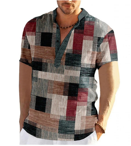 Mens Abstract Linen Printed Top