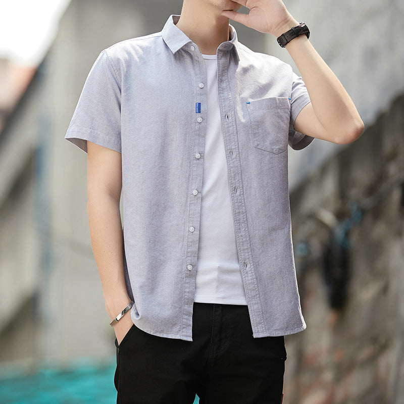 Men's business casual solid color shirt