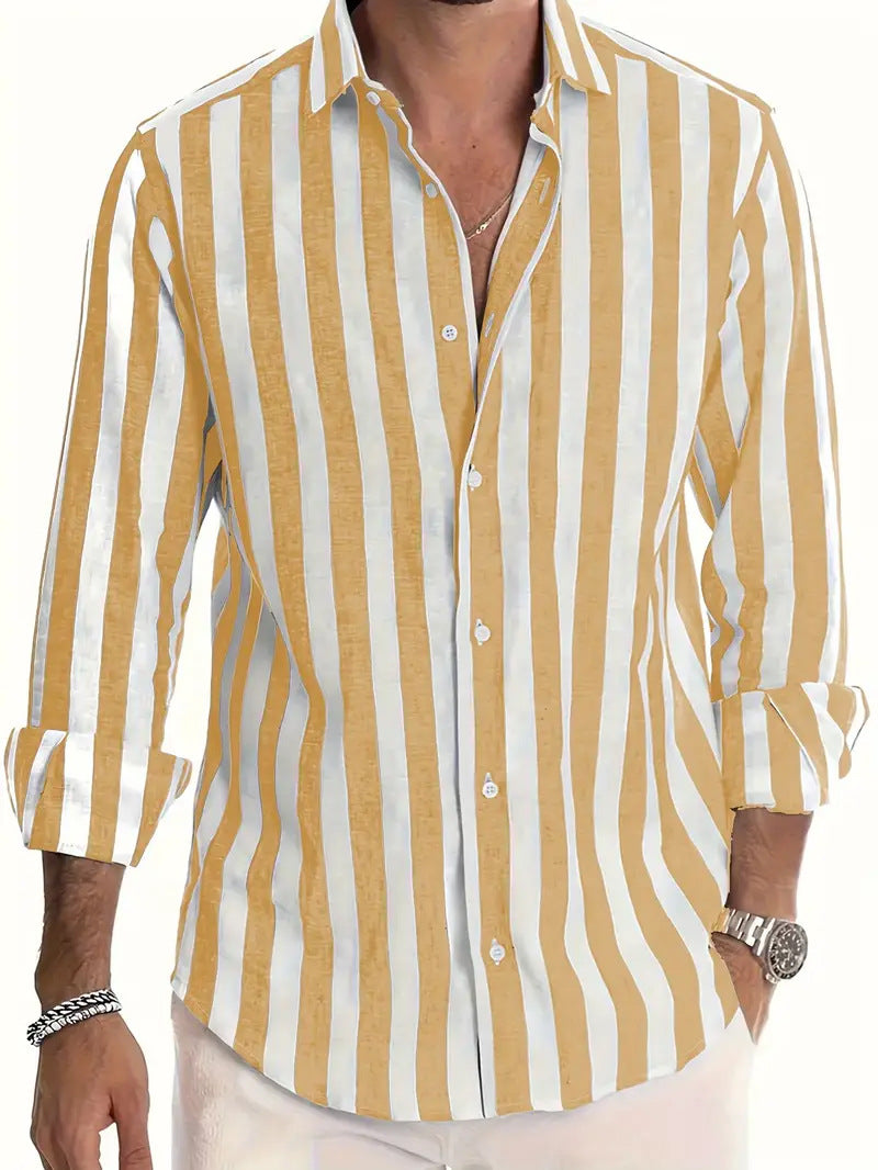 Men's Striped Loose Long-sleeved Shirt