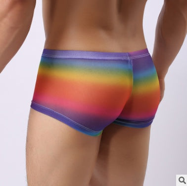 Men's sexy underwear, transparent printed mesh, breathable Rainbow