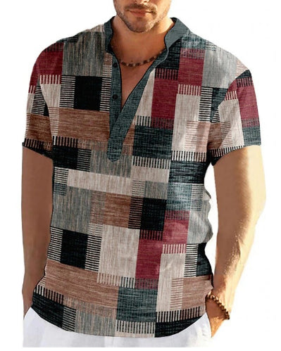 Mens Abstract Linen Printed Top