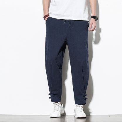 Chinese Style Cotton Linen Men's Track Pants