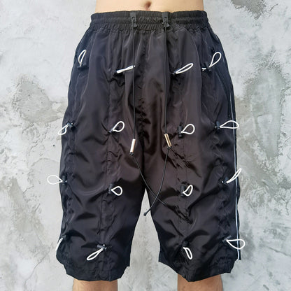 Elastic waist drawstring shorts
