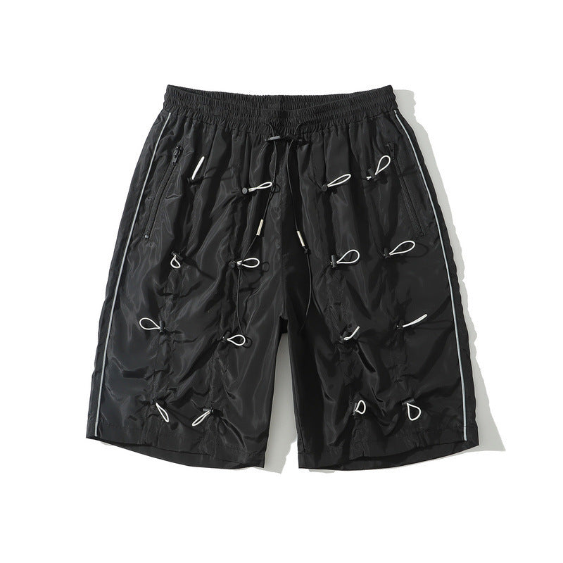 Elastic waist drawstring shorts