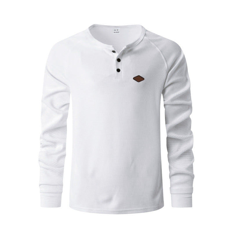 Mens Casual Waffle Sweater Long Sleeve