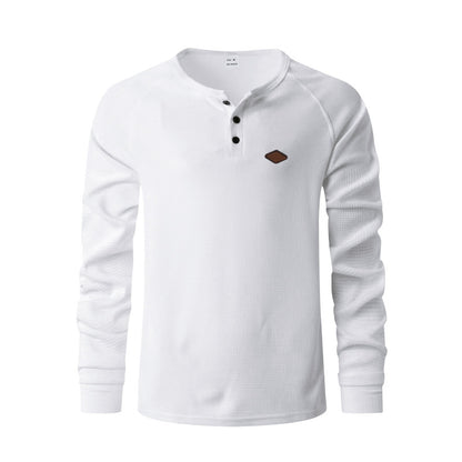 Mens Casual Waffle Sweater Long Sleeve