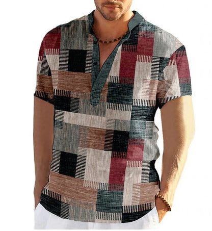 Mens Abstract Linen Printed Top
