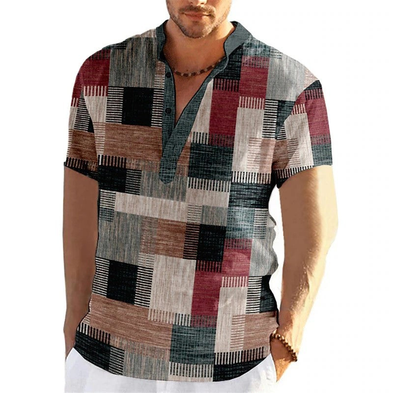 Mens Abstract Linen Printed Top