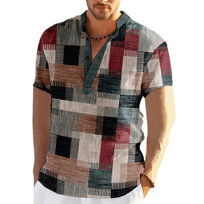 Mens Abstract Linen Printed Top