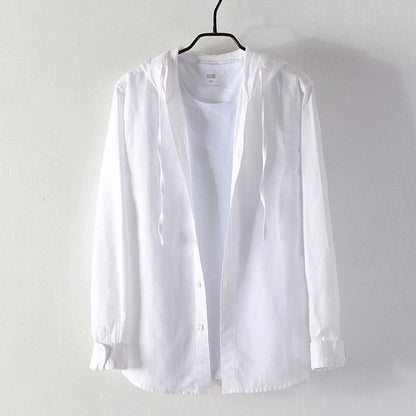 Mens Long Sleeve Shirt Loose Fitting Striped Hoodie Style Shirt Or Jacket