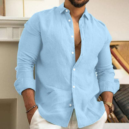 Men's Linen Shirt Button-Up Summer Beach