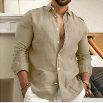 Men's Linen Shirt Button-Up Summer Beach