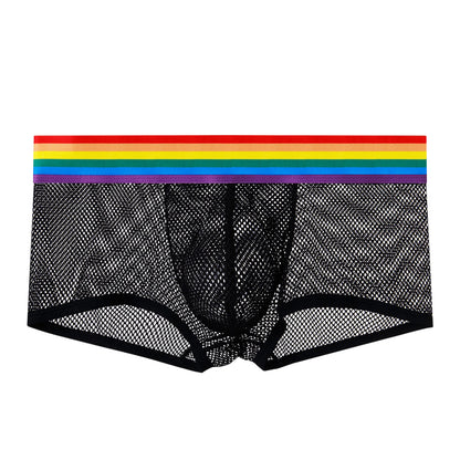 Men's Sexy Low Waist Mesh Rainbow Band Underwear
