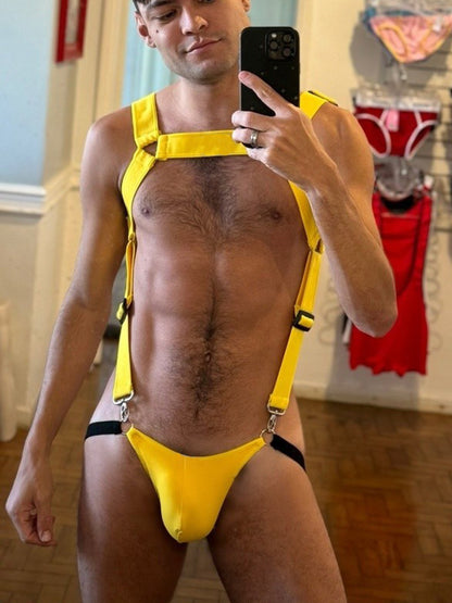 Men's Solid Color Shoulder Strap Underwear (Harness)