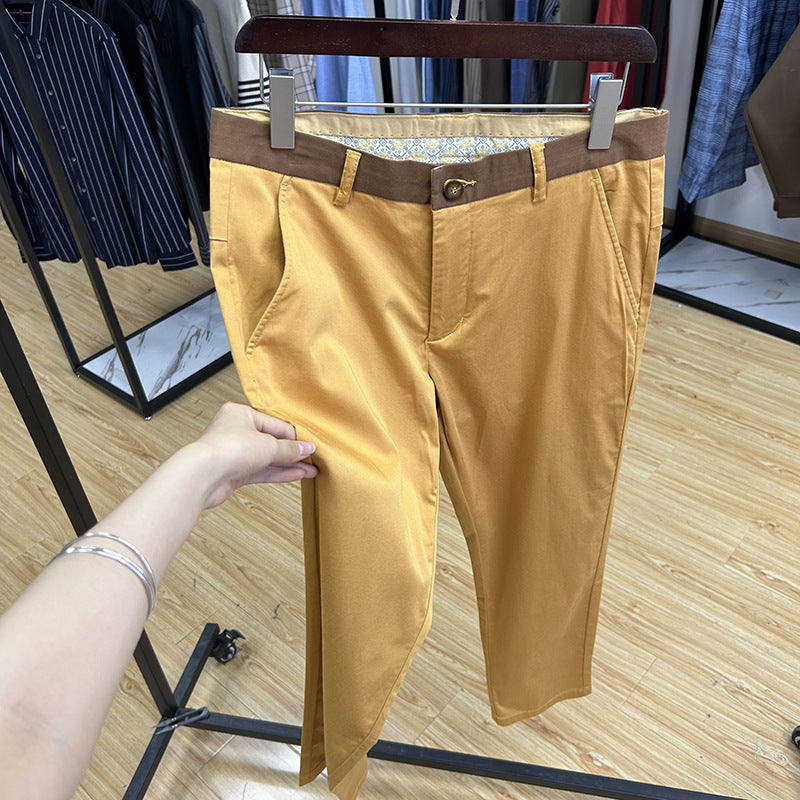 Mens Comfortable Breathable Slim Straight fit Cropped Pants