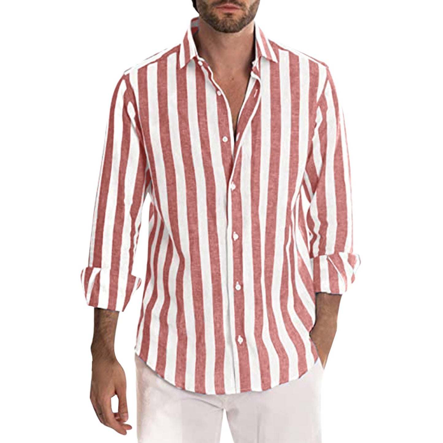 Men's Striped Loose Long-sleeved Shirt