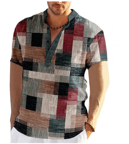 Mens Abstract Linen Printed Top