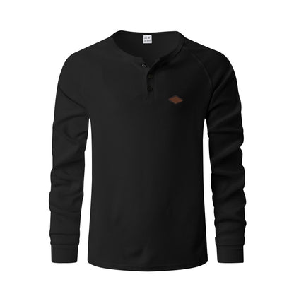 Mens Casual Waffle Sweater Long Sleeve