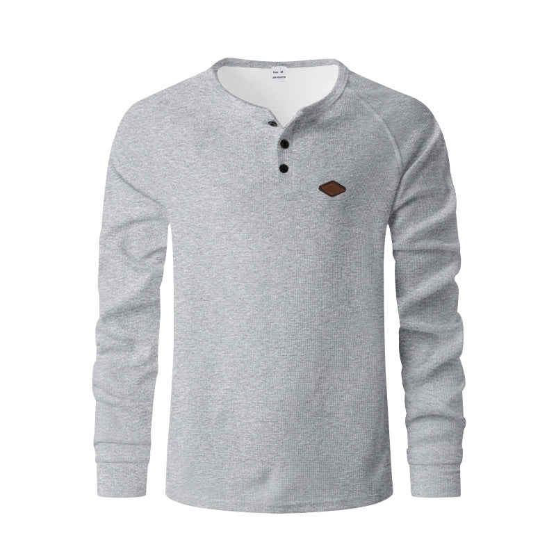 Mens Casual Waffle Sweater Long Sleeve