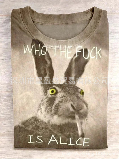 Mens Funny “Who the fuck is Alice” Short-Sleeve Crew-Neck