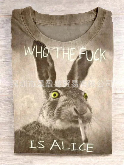 Mens Funny “Who the fuck is Alice” Short-Sleeve Crew-Neck