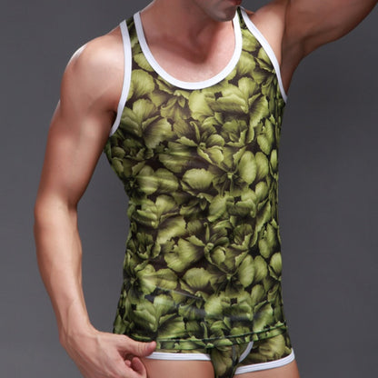Floral Print Mesh Tank Tops