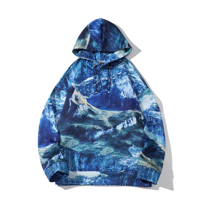 Tie Dye Hoodie Men's Hong Kong Style Loose Top Long Sleeve Outer