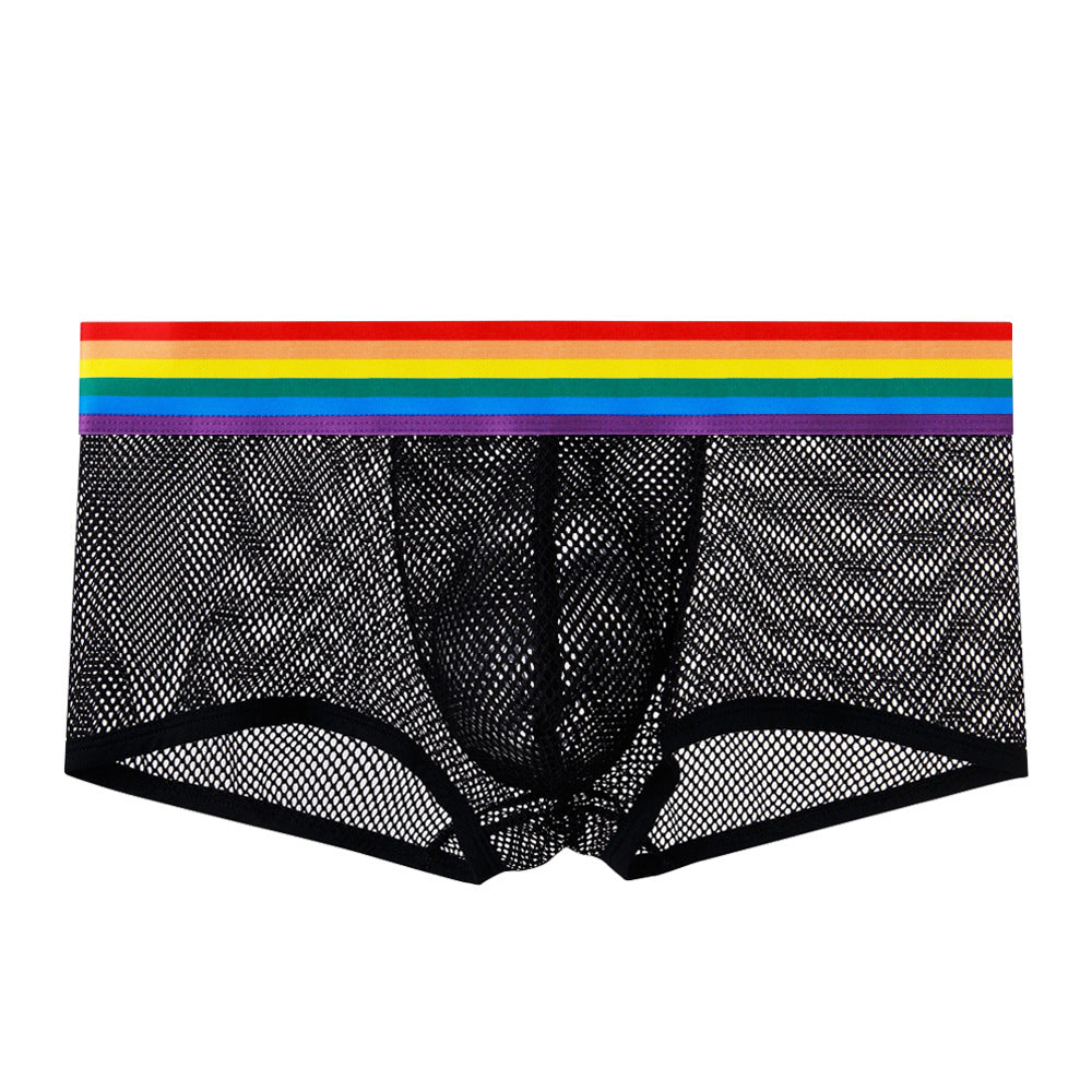 Men's Sexy Low Waist Mesh Rainbow Band Underwear