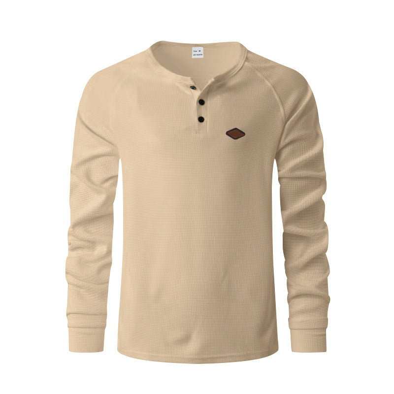 Mens Casual Waffle Sweater Long Sleeve