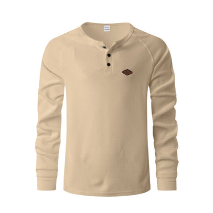 Mens Casual Waffle Sweater Long Sleeve