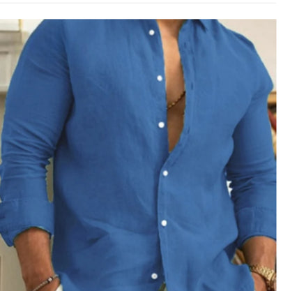 Men's Linen Shirt Button-Up Summer Beach