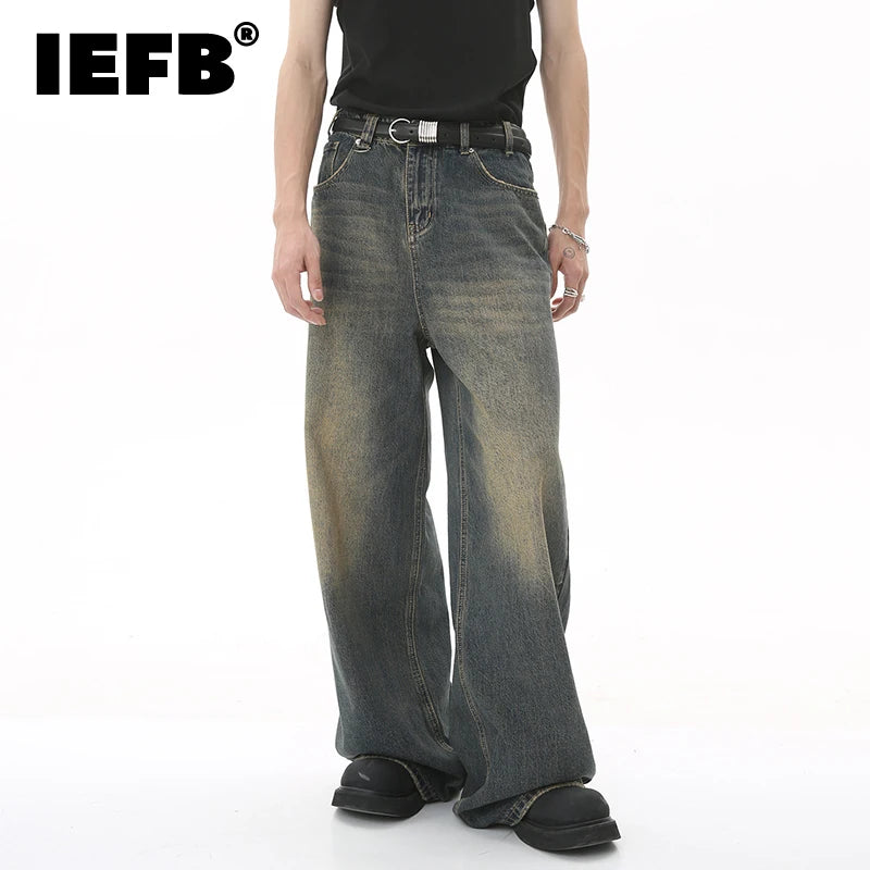 IEFB Men's Denim Jeans- Straight Wide Leg fit
