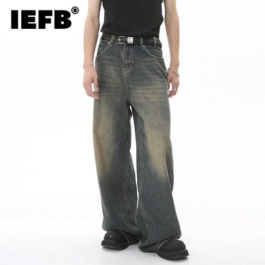 IEFB Men's Denim Jeans- Straight Wide Leg fit