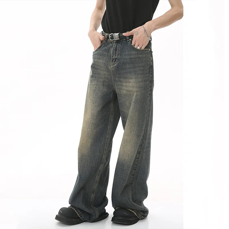 IEFB Men's Denim Jeans- Straight Wide Leg fit