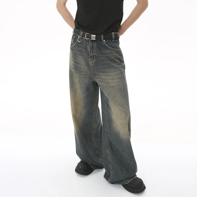 IEFB Men's Denim Jeans- Straight Wide Leg fit