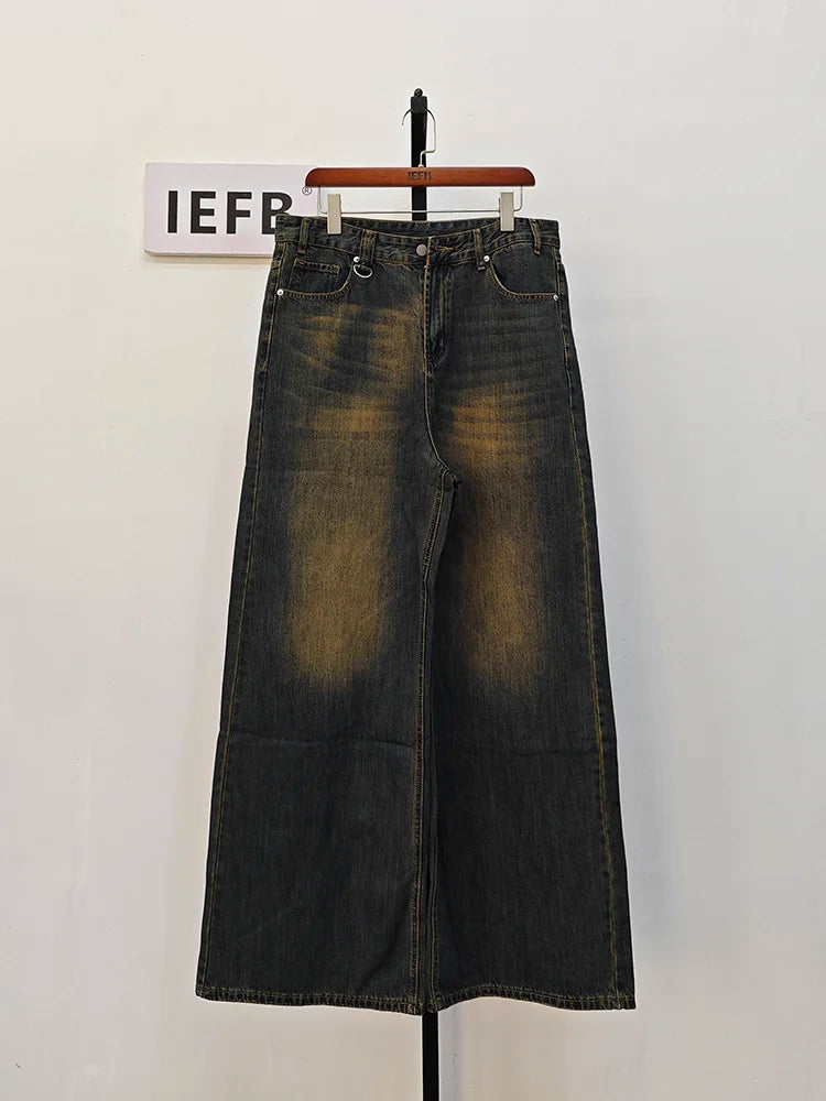 IEFB Men's Denim Jeans- Straight Wide Leg fit