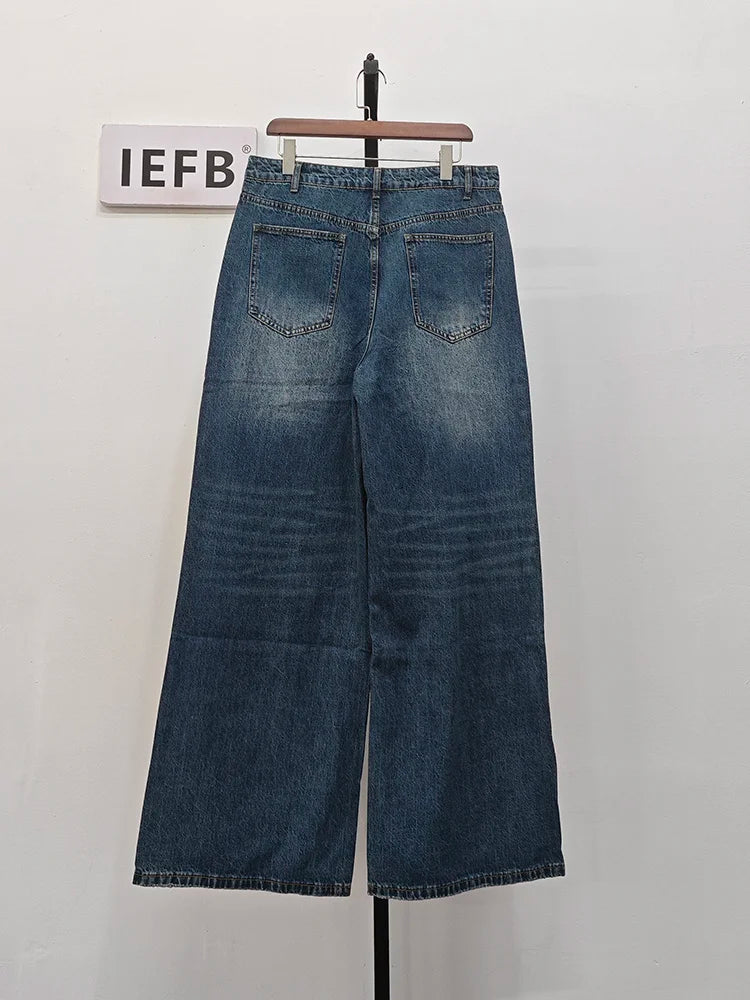 IEFB Men's Denim Jeans- Straight Wide Leg fit