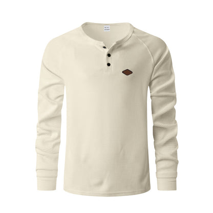 Mens Casual Waffle Sweater Long Sleeve