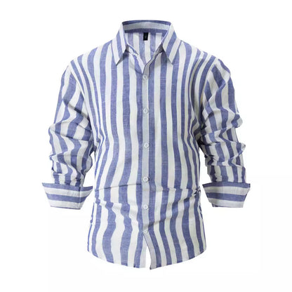 Men's Striped Loose Long-sleeved Shirt