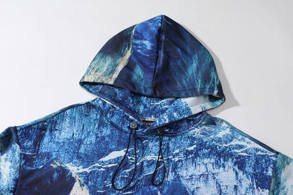 Tie Dye Hoodie Men's Hong Kong Style Loose Top Long Sleeve Outer
