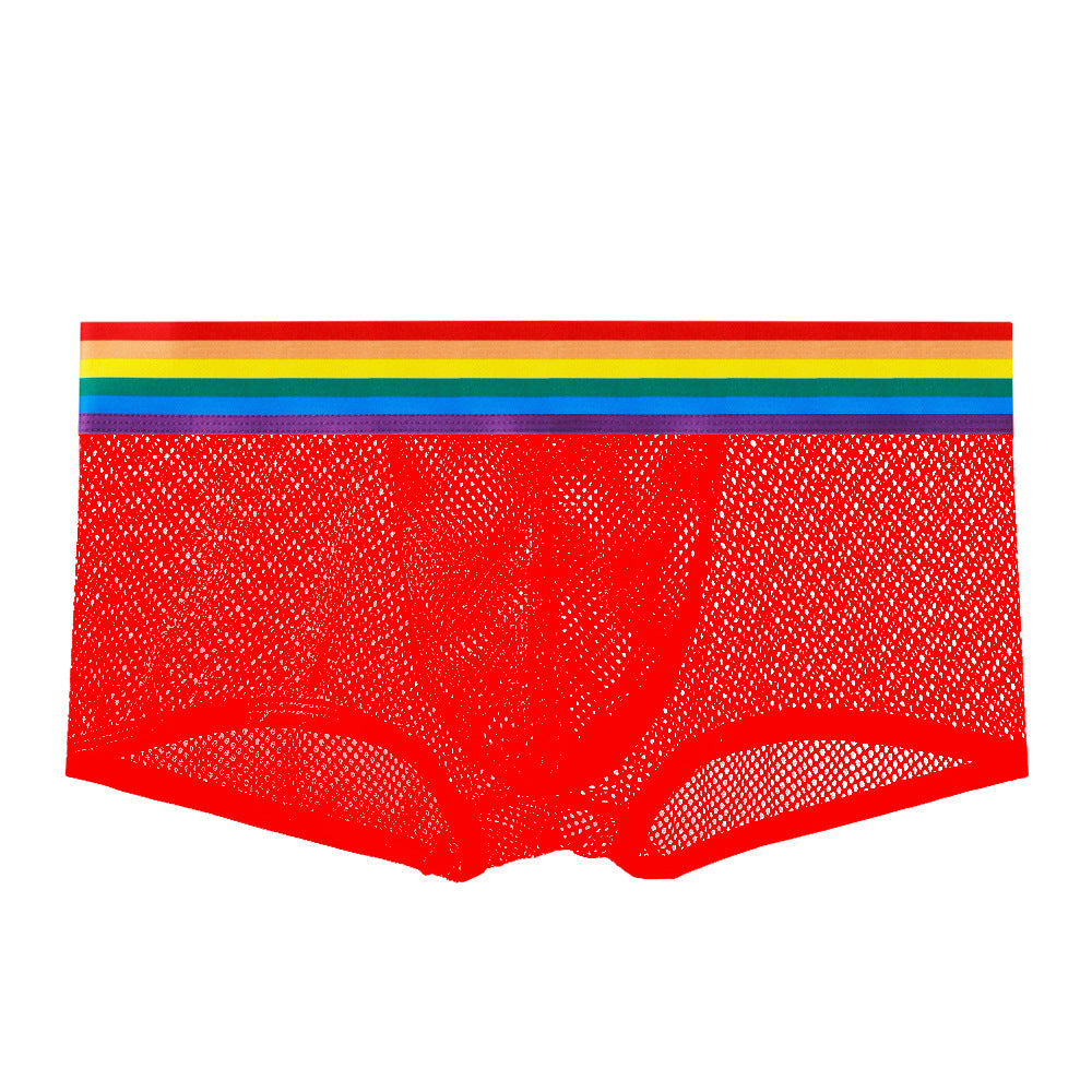 Men's Sexy Low Waist Mesh Rainbow Band Underwear