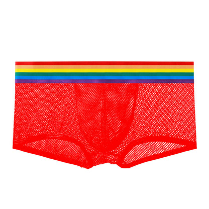 Men's Sexy Low Waist Mesh Rainbow Band Underwear