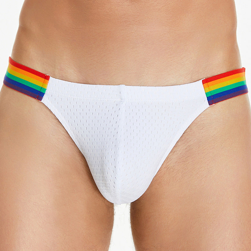 Men's Briefs Comfortable Nylon Mesh Briefs Low Waist Rainbow Waist